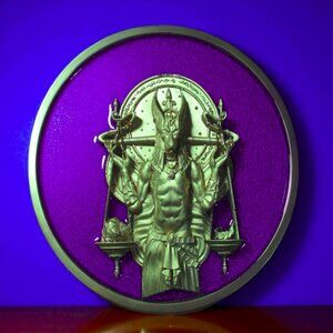 NEW Egyptian Anubis jackal-headed god decorative tray with stand.